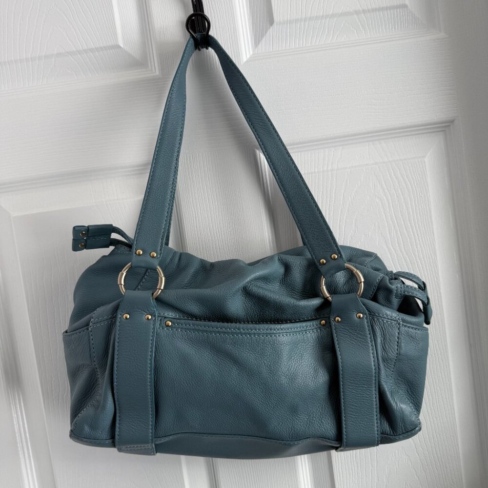 Michael Kors Dusty Blue Double Handle Leather Shoulder Bag - Picture 2 of 8